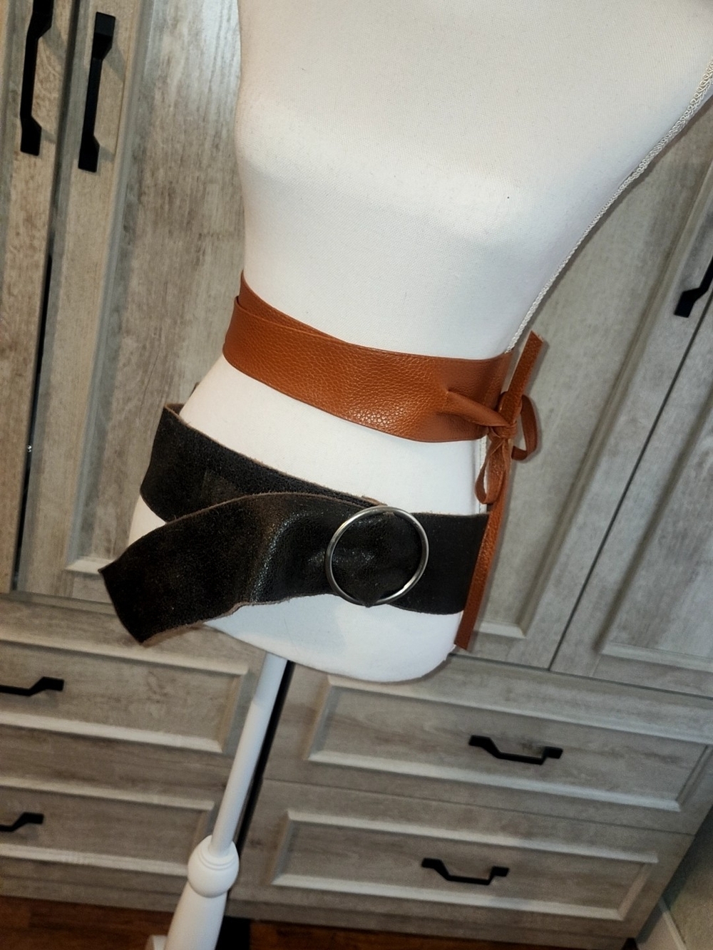 Women's Two-Pack Waist Belts - Dark Brown & Congac in Color